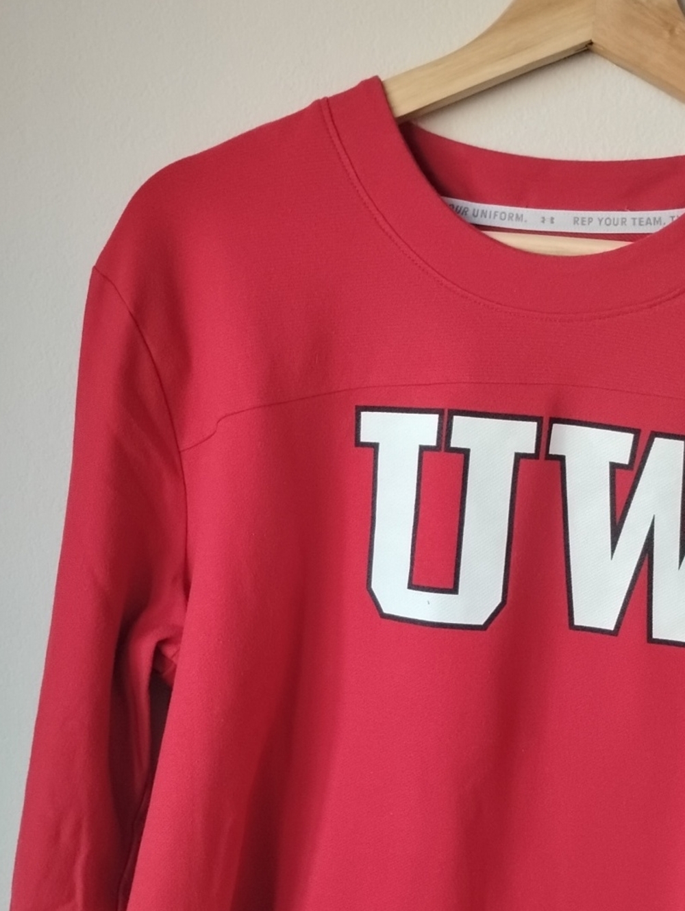 Under Armour Size XL Red UW Long-Sleeve Crewneck Sweatshirt - Picture 5 of 16